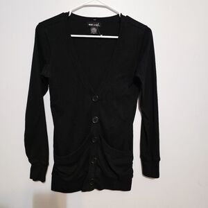 Wet Seal Black Button Up Cardigan Y2K Medium